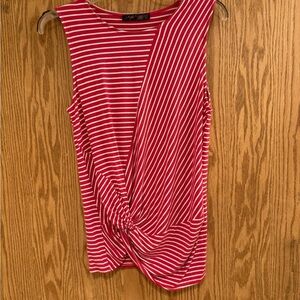 Chic Red Striped Twist Tank Top